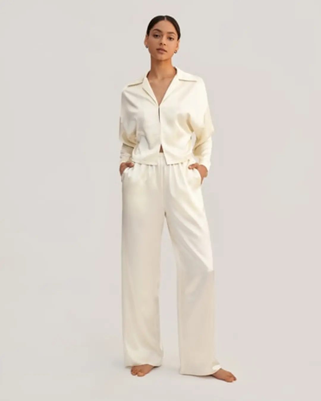 LILYSILK Pyjama Soie Femme FR Femme Coupe Ample Blanc XL