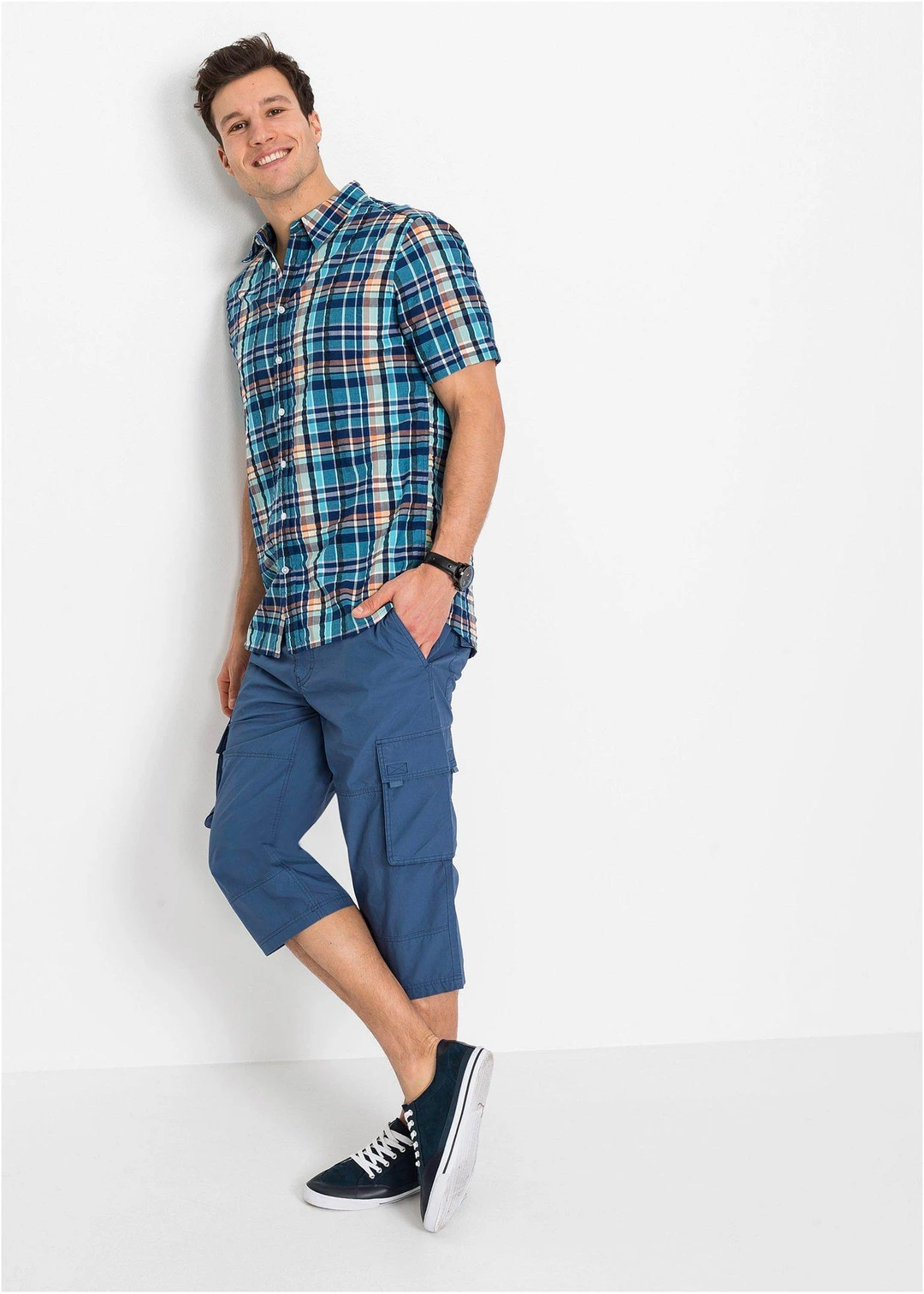 Chemise manches courtes en seersucker 100% coton