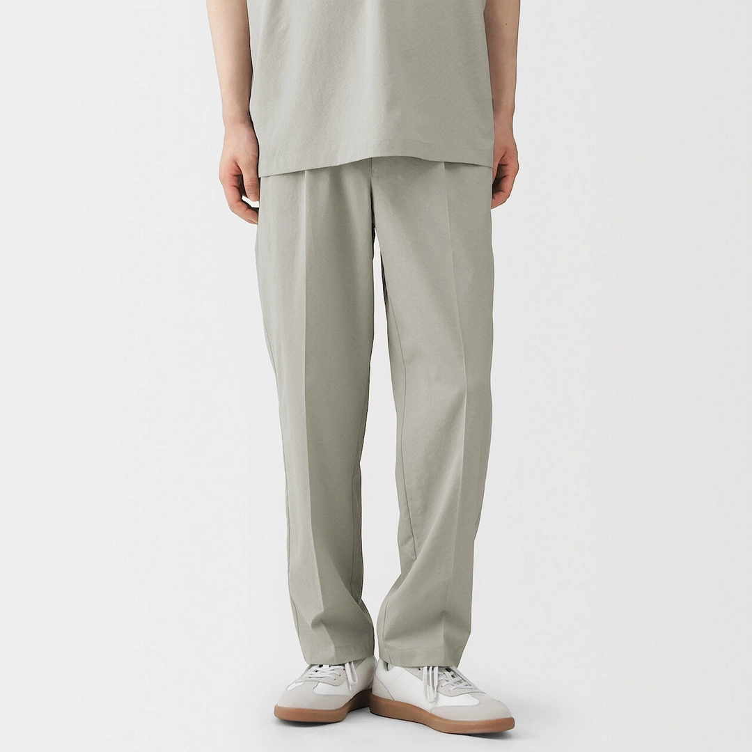 Pantalon plissé à coupe fuselée en Seersucker extensible pour homme