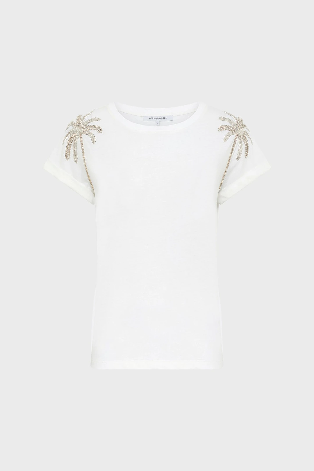 T-shirt à palmiers en strass - GISELE - Blanc - 8