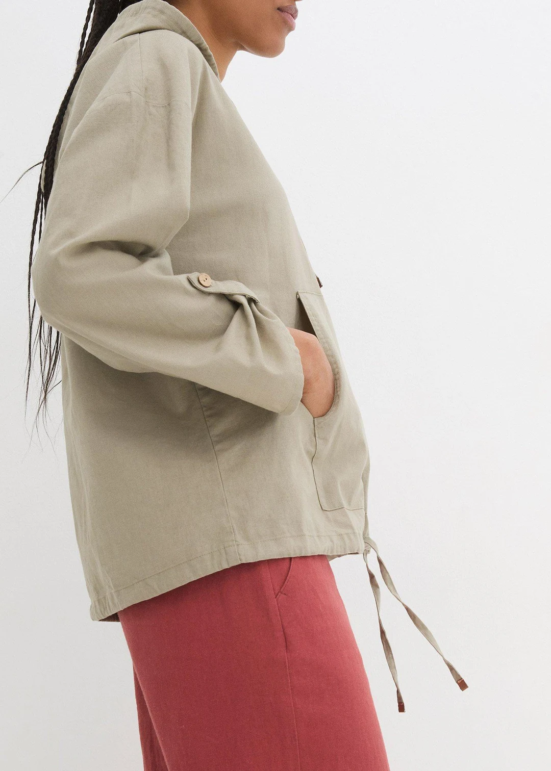 Blouse ample à capuche en lin mélangé - 3