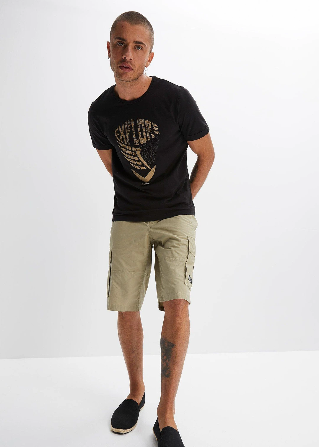 Bermuda cargo à taille élastiquée, Regular
