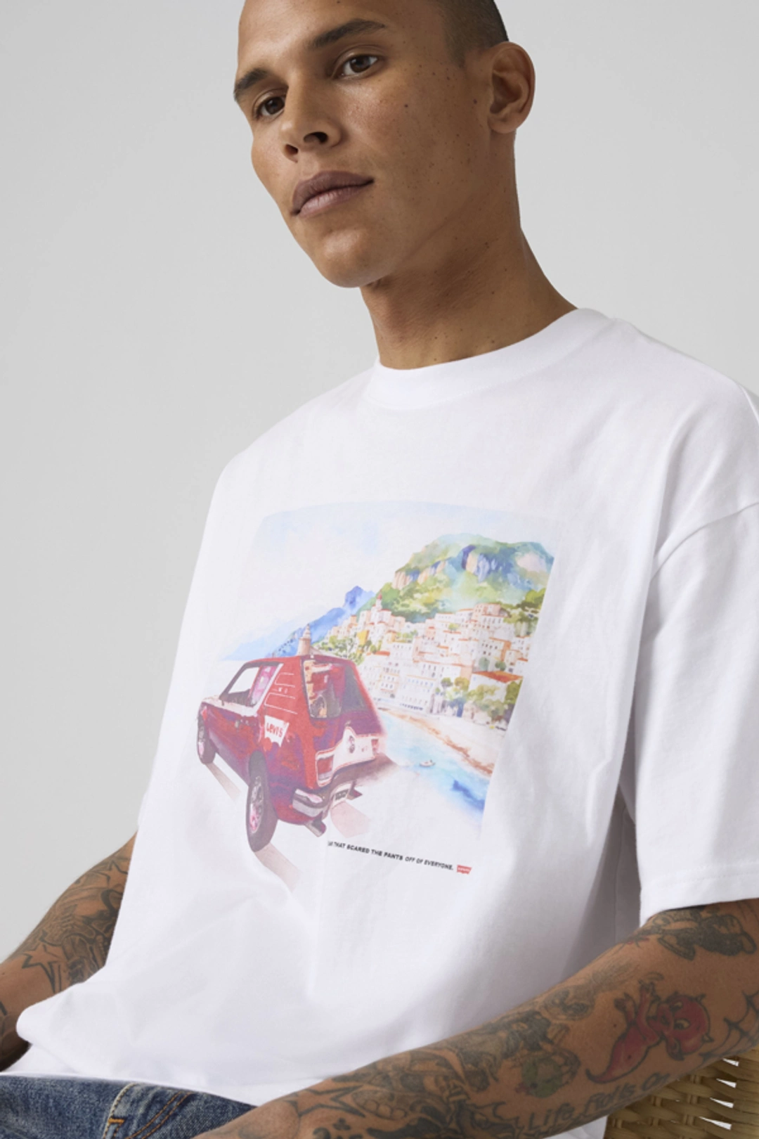 Levi's T Shirt Graphique Boxy - Homme - Gris / Heather Grey - XL - 2