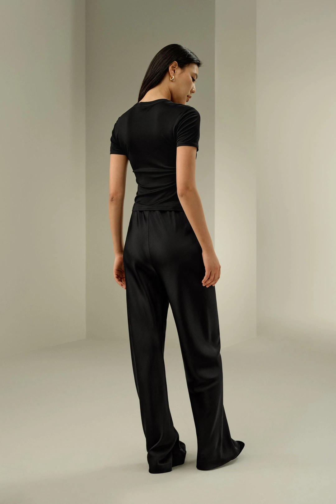 LILYSILK Tee Shirt Soie Meilleure Élasticité Soie Lavable En Machine Doux Pour La Peau Et Respirant Noir S - 2