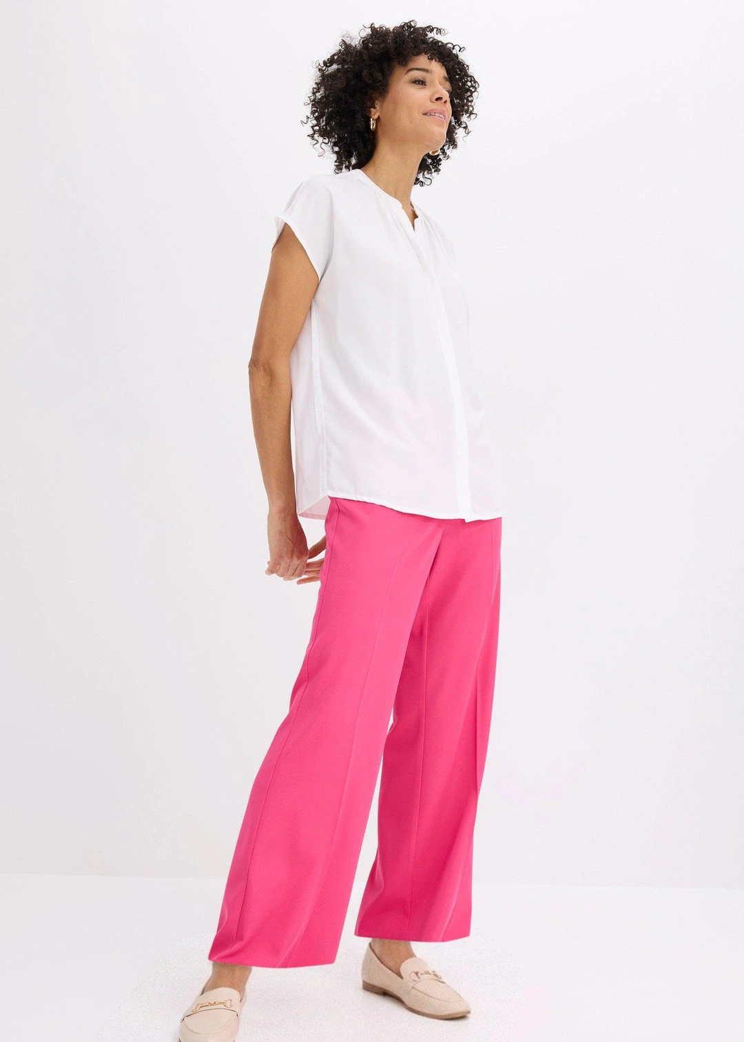 Pantalon large à pinces et taille élastiquée - 2