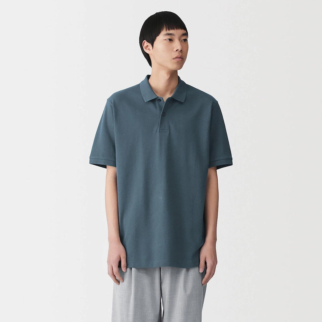 Polo en coton piqué délavé pour homme