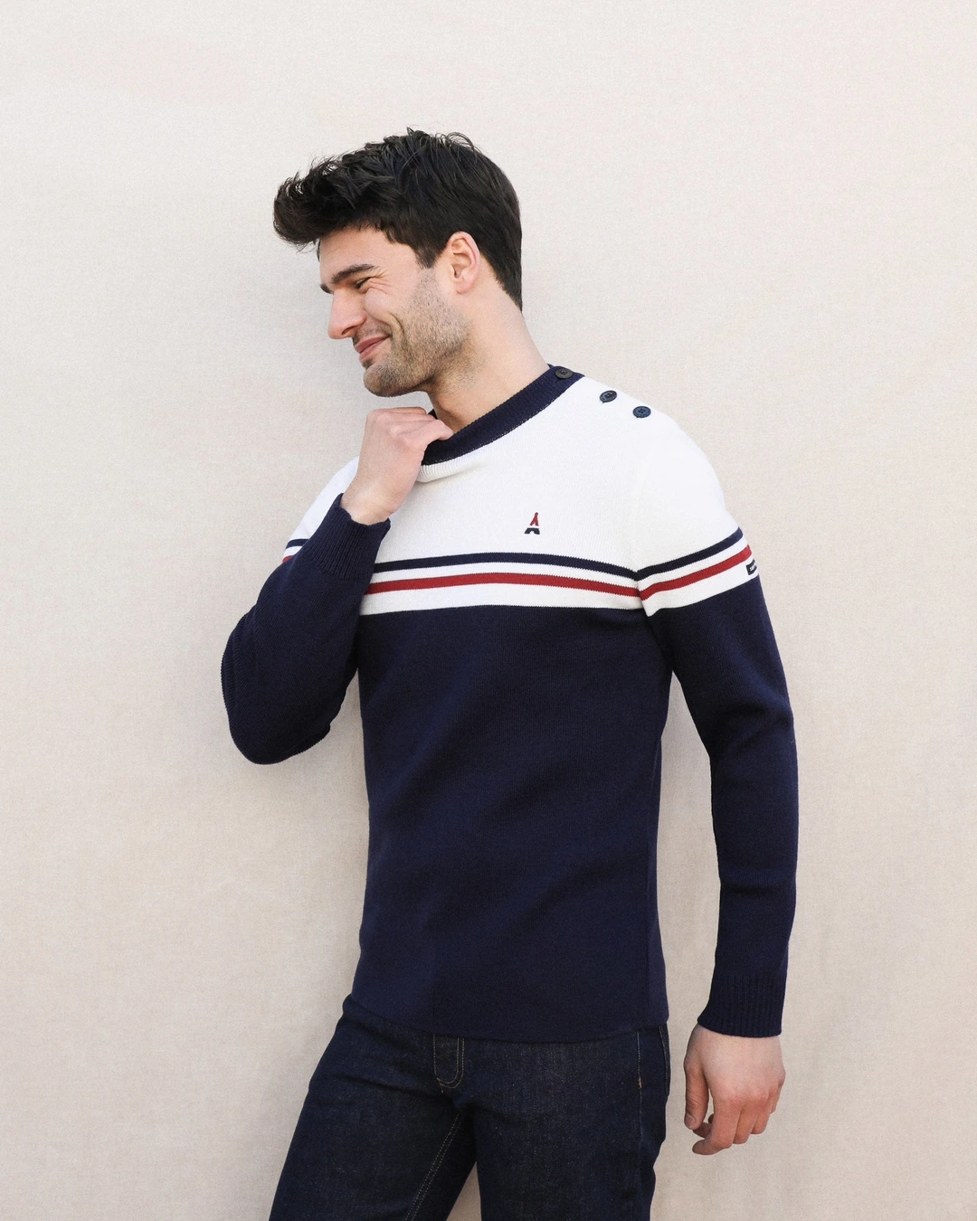 PULL EN LAINE BLANC MADE IN FRANCE HOULGATE | MAISON FT X SAINT JAMES
