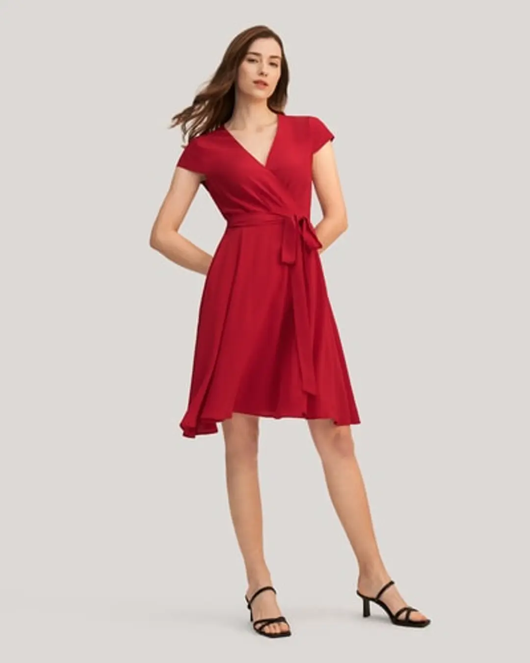 LILYSILK Robes De Soirée En Soie Femme Robe Portefeuille Ceinturée 100% Soie De Mûrier Respirant Super Léger Robe Bleu Marine XS
