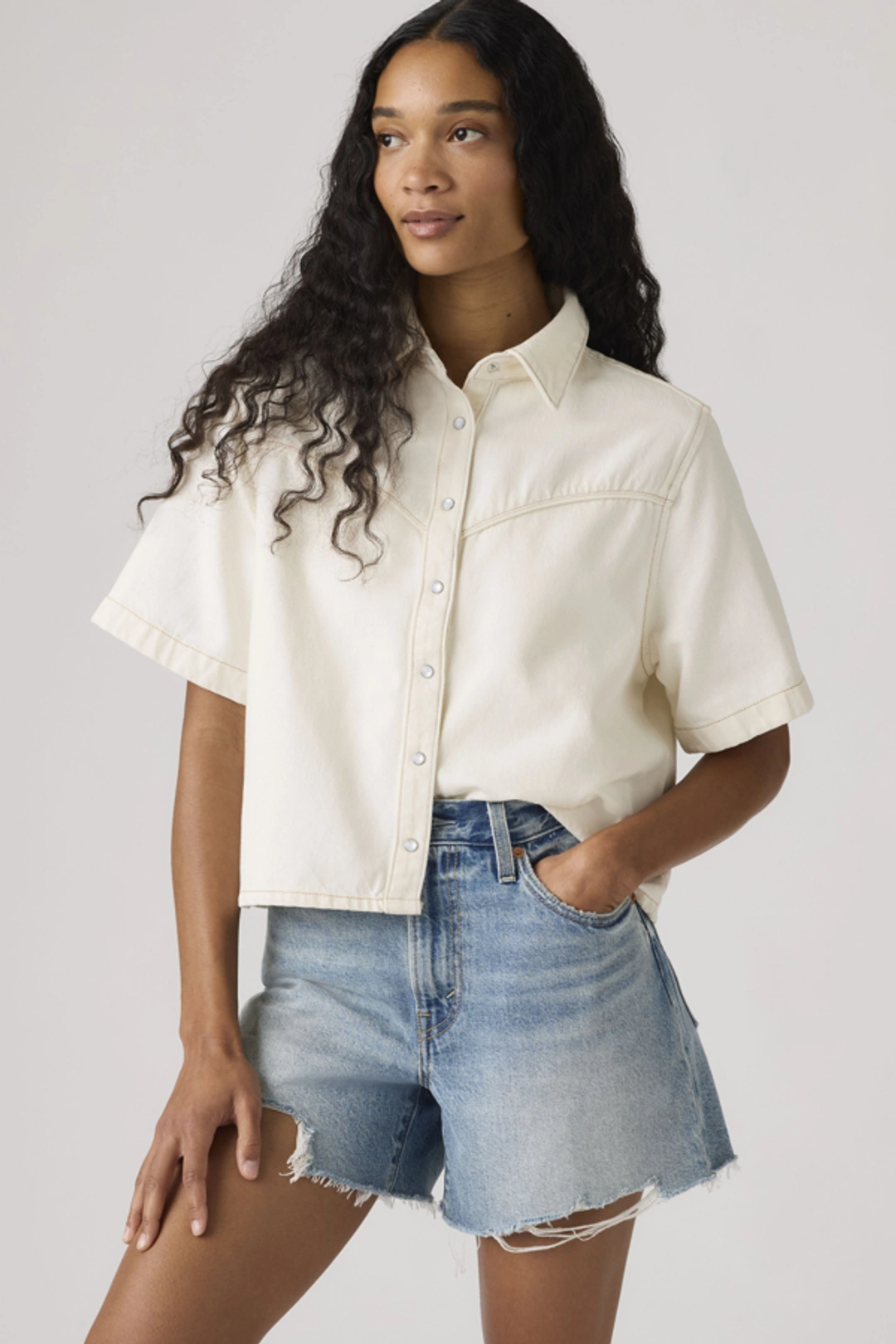 Levi's Chemise Denim Manche Courte Logan - Femme - Blanc / Truth Slip - XS