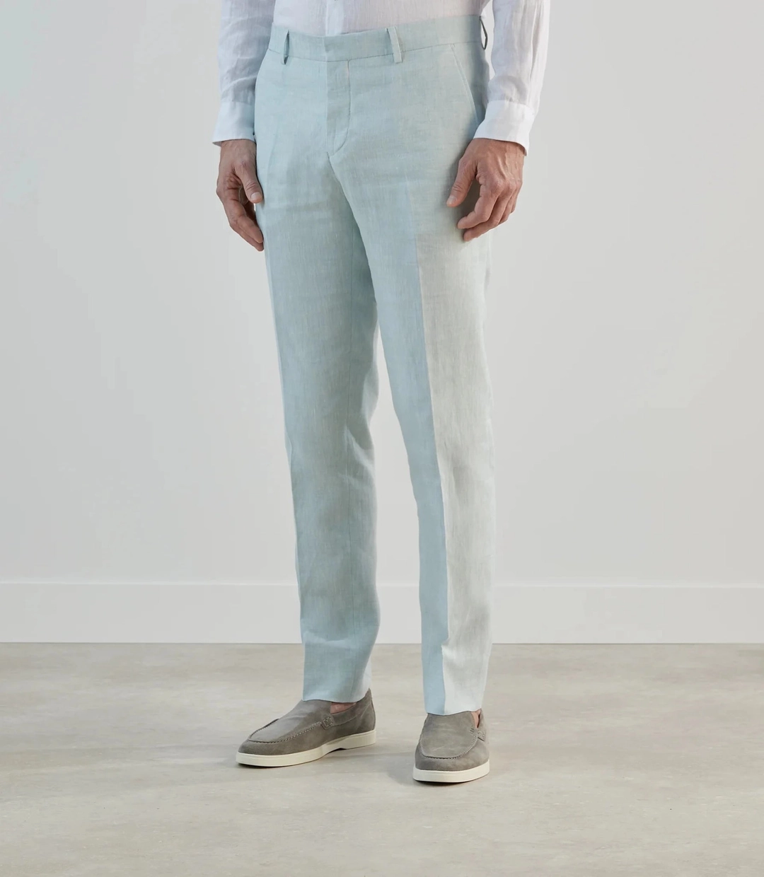IZAC - Pantalon ville 100% lin vert d'eau