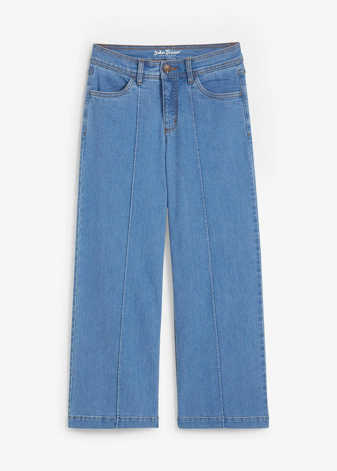 Jean large raccourci, taille mi-haute