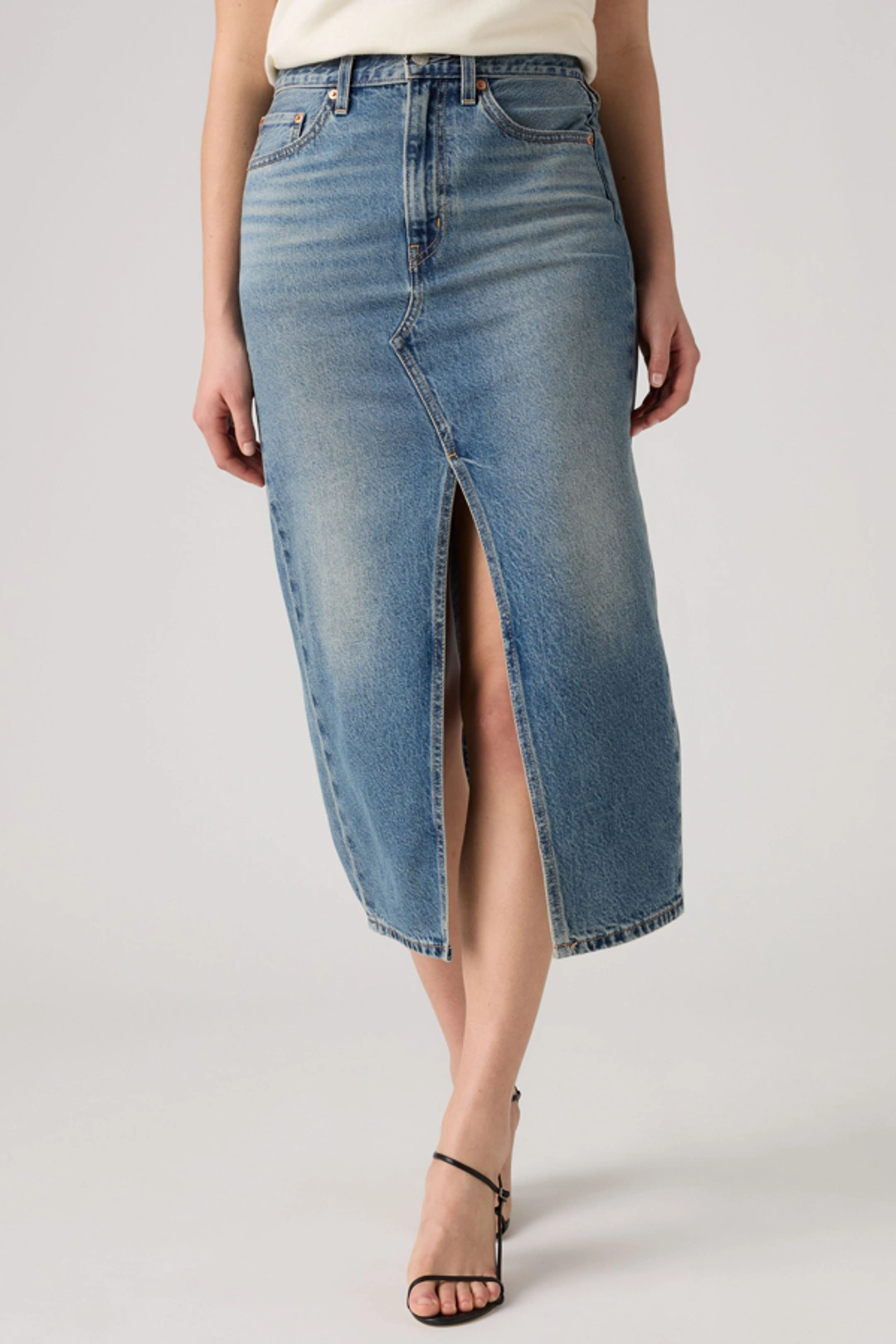 Levi's Jupe Mi Longue À Fente Déstructurée - Femme - Délavage Foncé / High Vibration Skirt - 32 - 2