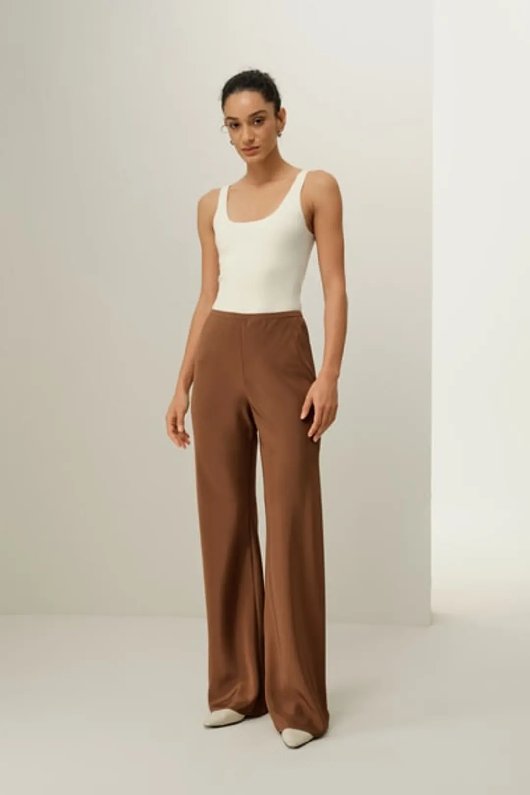 Pantalon en Soie Jambes Droites Coupe Biais de Luxe | Crêpe Extensible 30 Momme