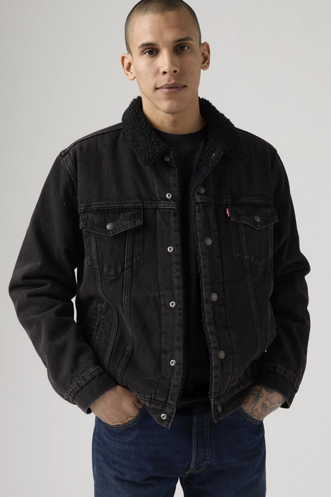 Levi's Veste Trucker Type III Sherpa - Homme - Bleu / Give It A Rinse Sherpa - 2XL