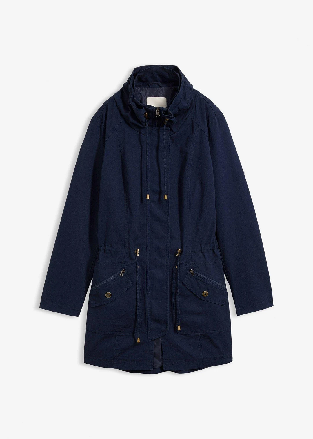 Parka courte en coton à col montant, cintrée
