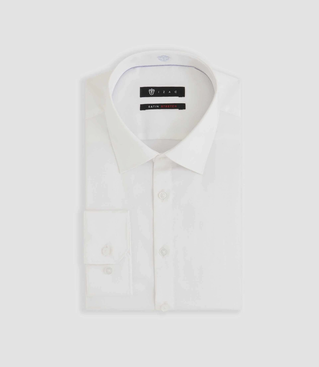 IZAC - Chemise regular en satin stretch blanche SASTRETCHBASBT