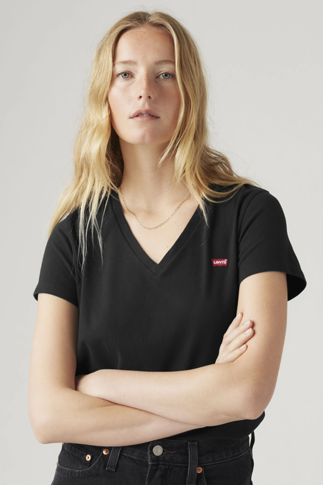 Levi's T Shirt Col V Perfect - Femme - Bleu / Pale Blue - XS