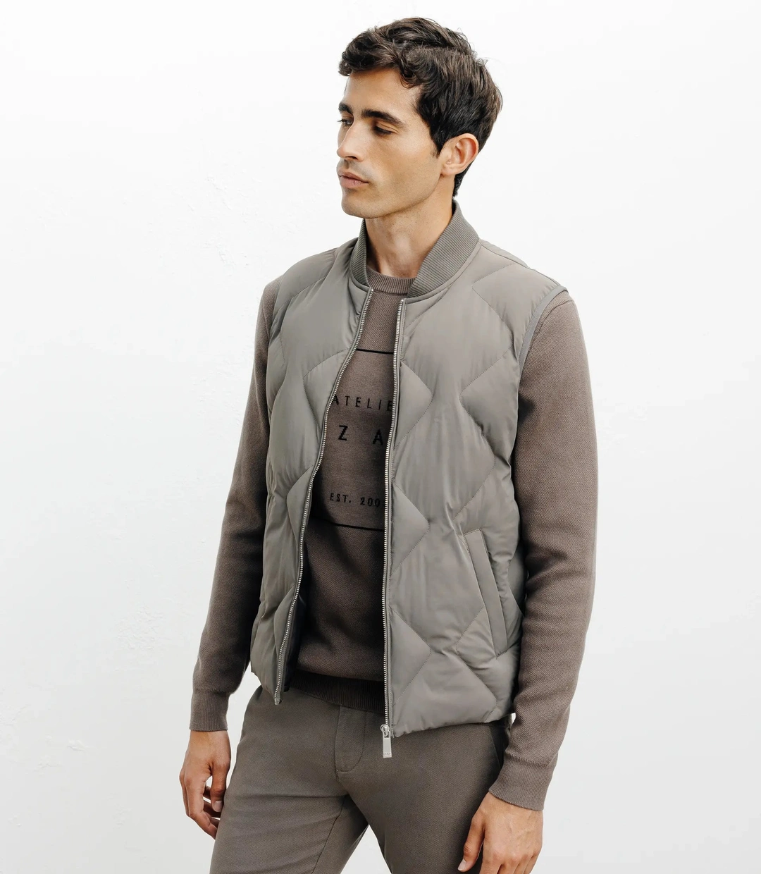 IZAC - Doudoune sans manches taupe