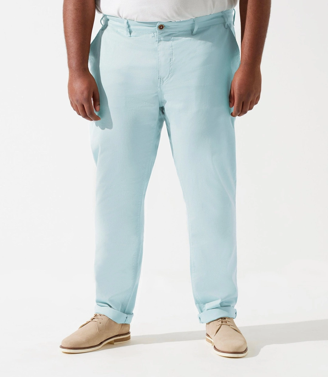 IZAC - Pantalon en coton stretch bleu ciel PACHELORBT