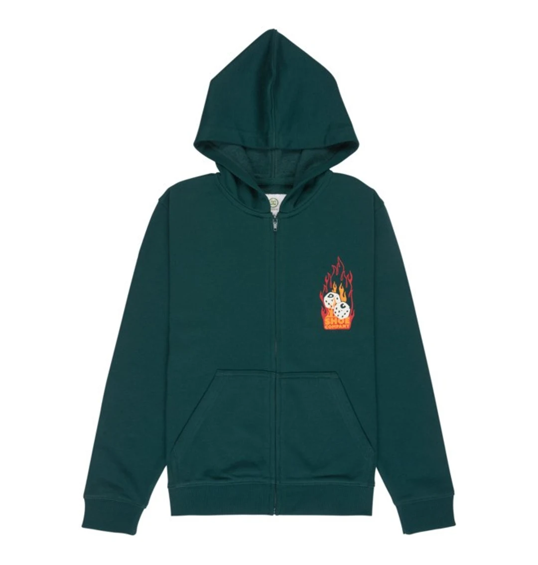 Burning Dice - Sweat à capuche zippé Vert Garçon 8-16 ans