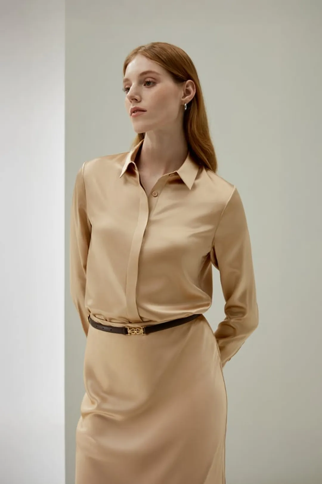 LILYSILK Chemisier Soie Chemise À Manches Longues 100% Soie Style D'Affaires Convient À Toutes Les Saisons Bleu Marine Xs
