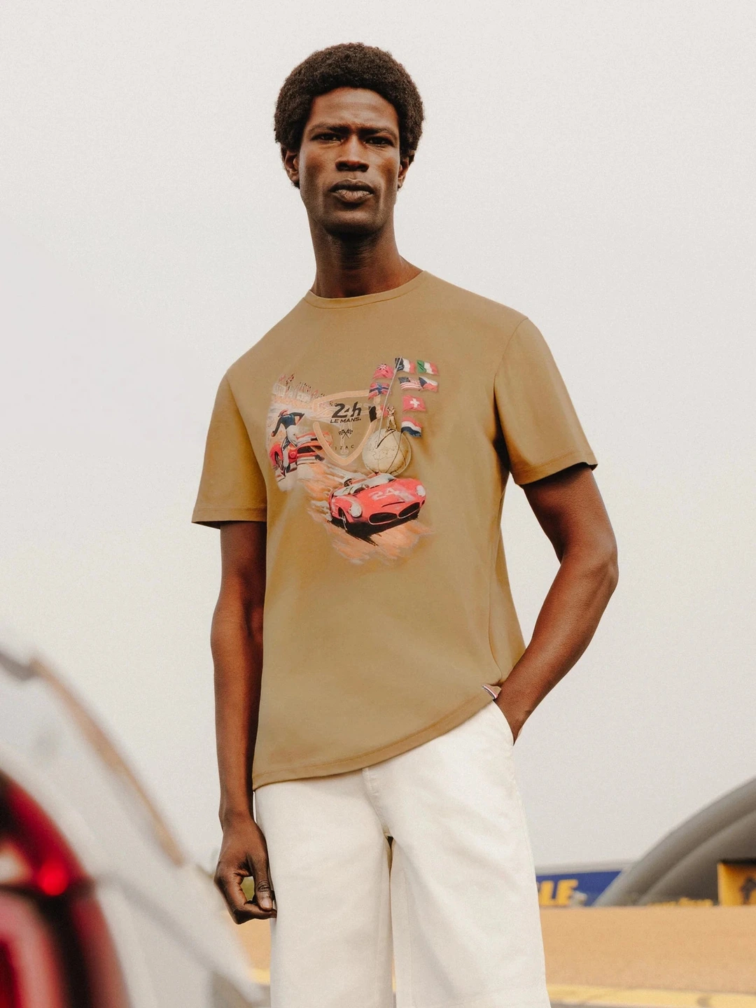 IZAC - T-shirt col rond camel 24h Le Mans