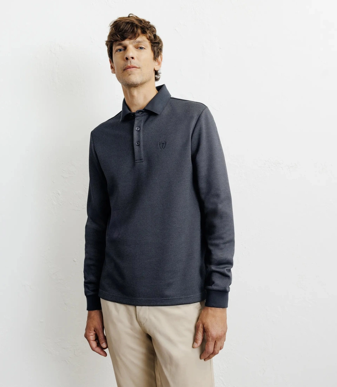 IZAC - Polo boutonné en maille marine