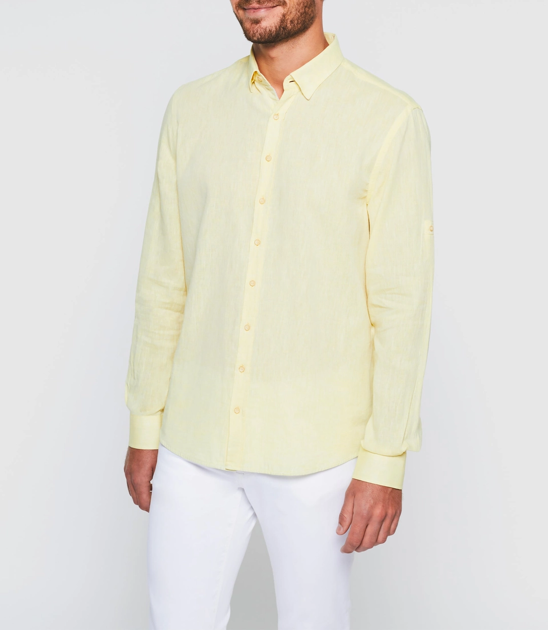 IZAC - Chemise en lin jaune ''Kiss''