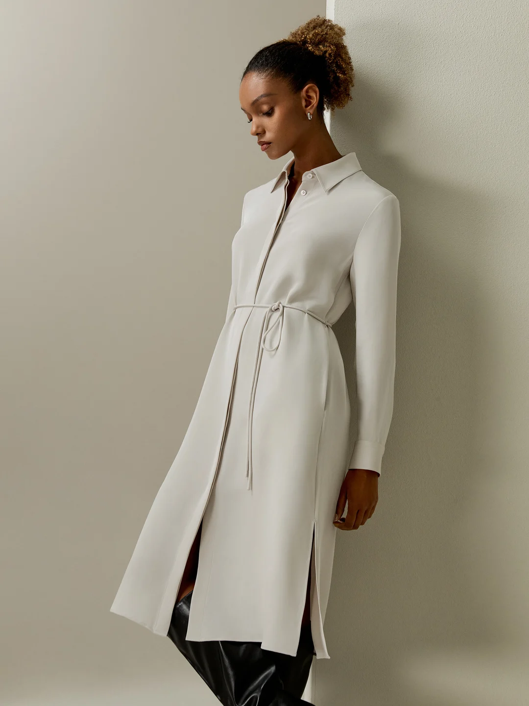 LILYSILK Robes Soie Bleu Minuit Longueur Sous Le Genou, Coupe Régulière Soie Crêpe De Chine Une Touche D'Élégance Dans Votre Vie S