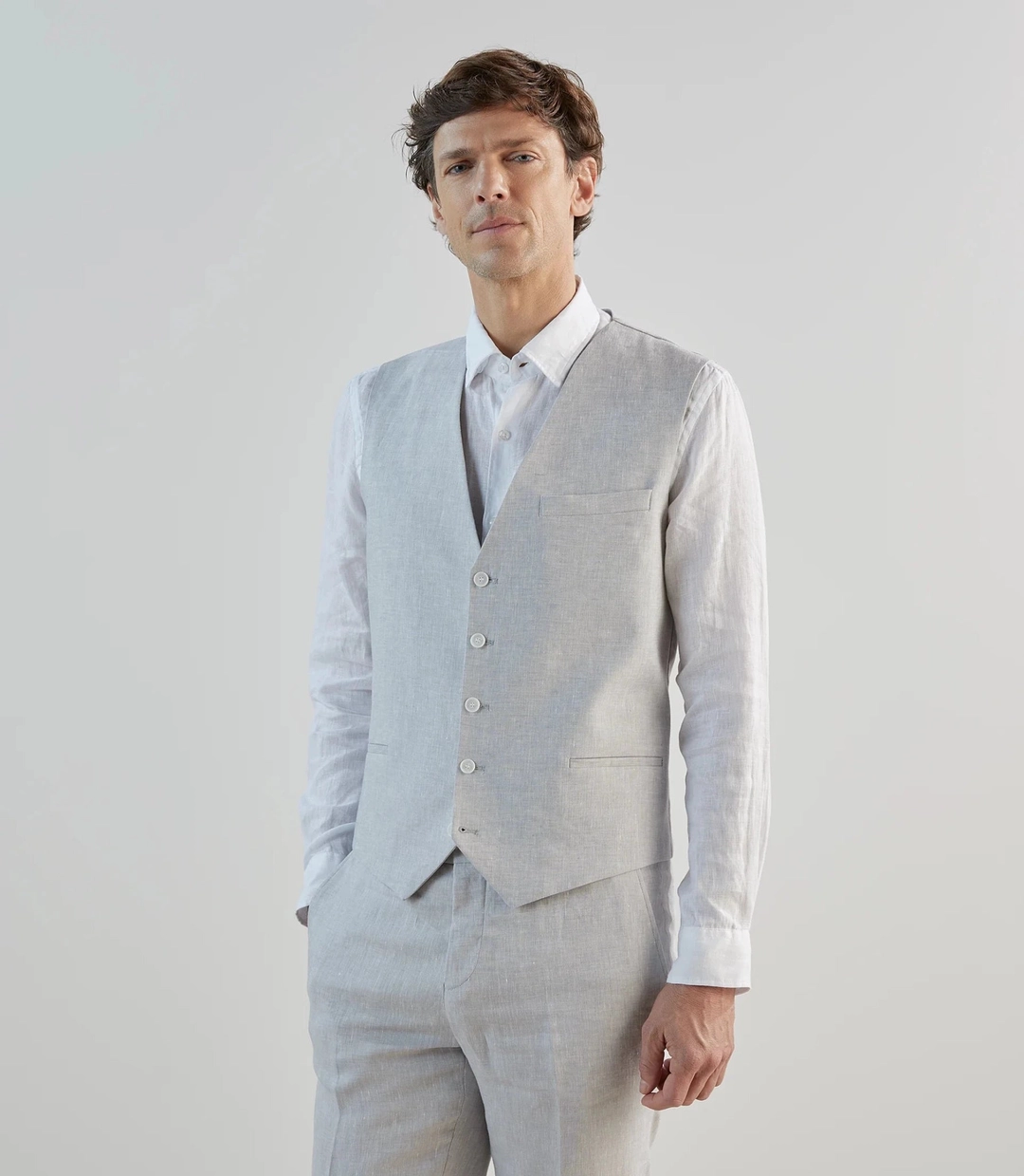 IZAC - Gilet ville 100% lin gris