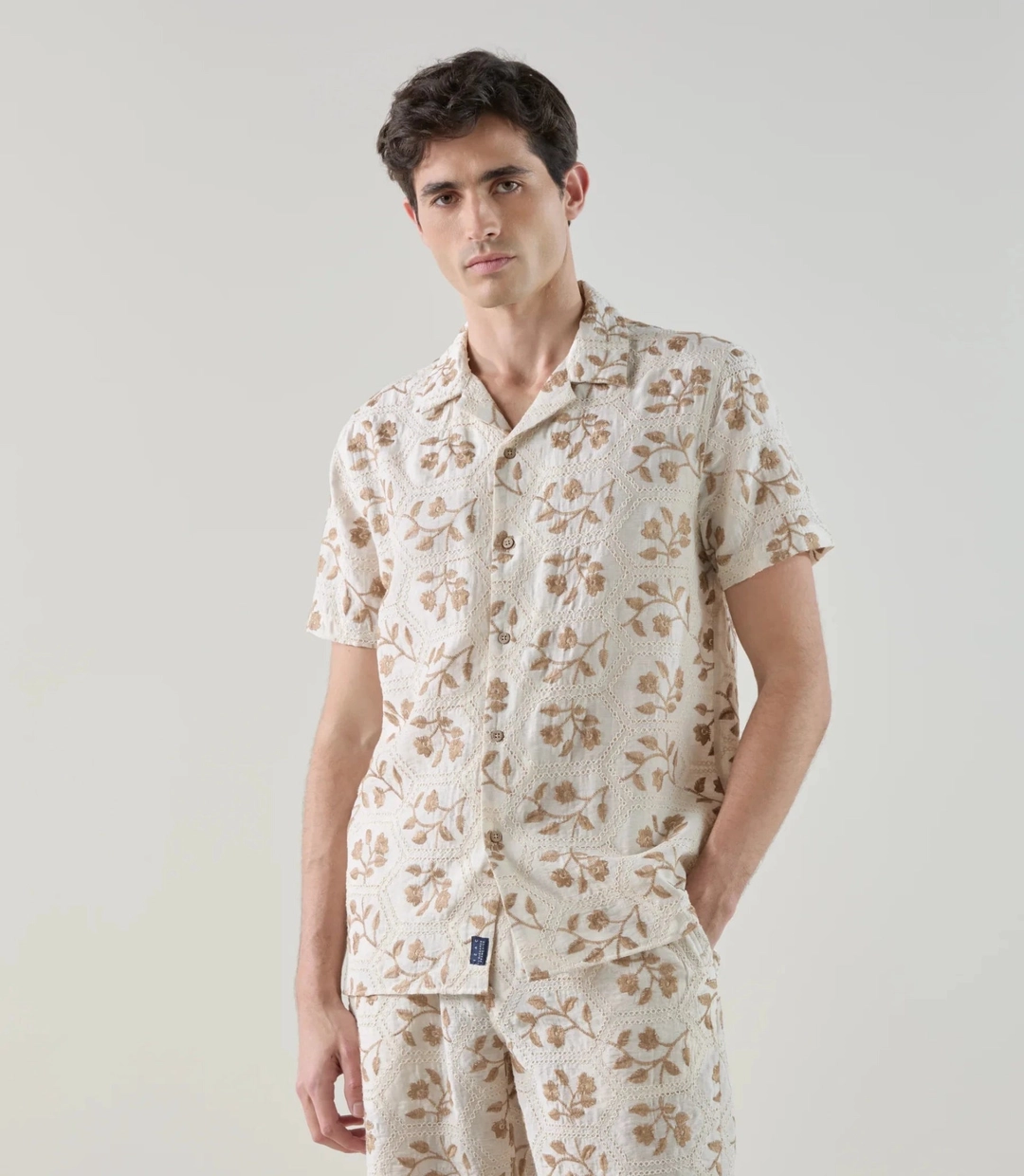 IZAC - Chemise brodée beige