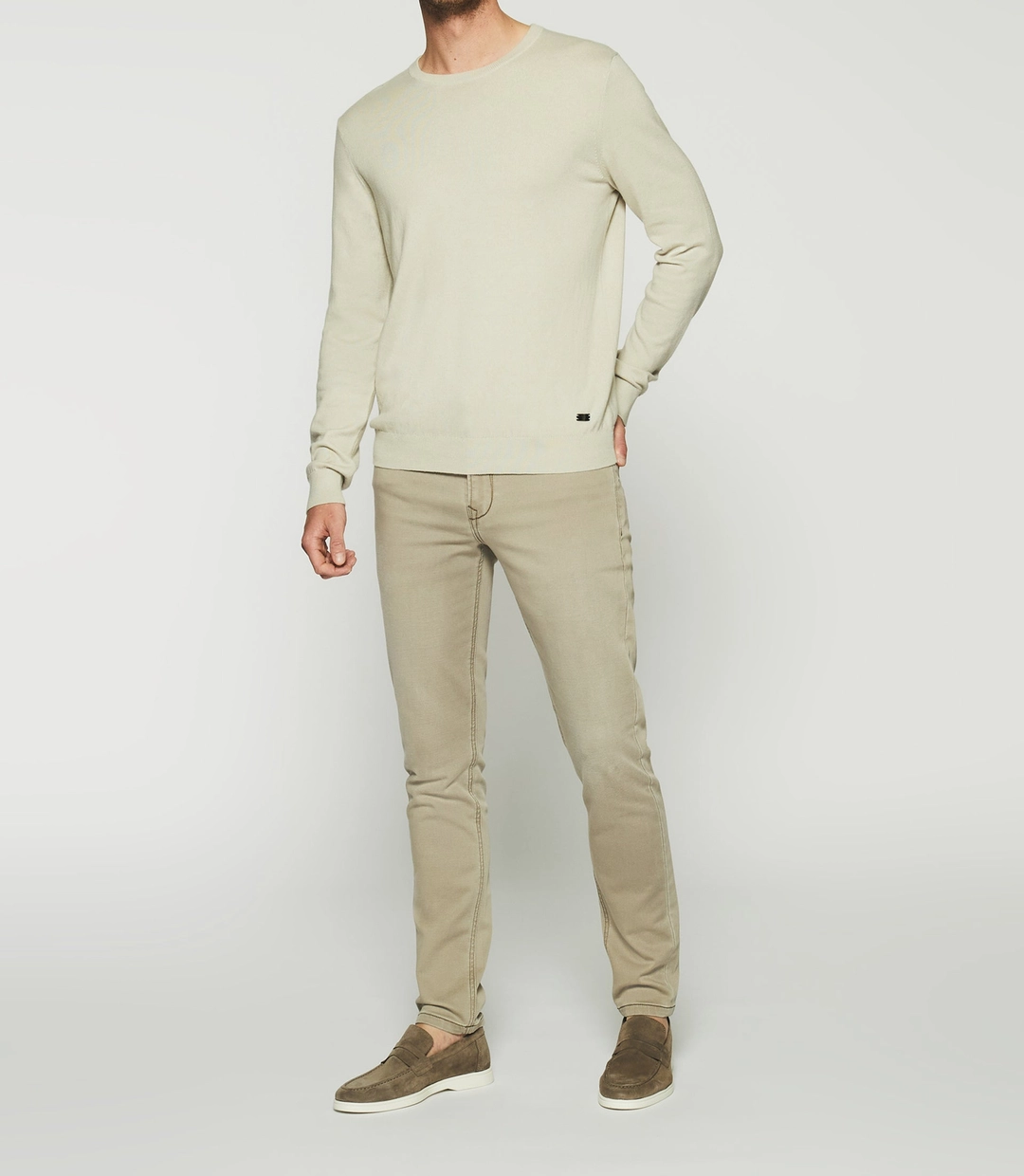 IZAC - Pull col rond en coton cachemire vert clair DRISS