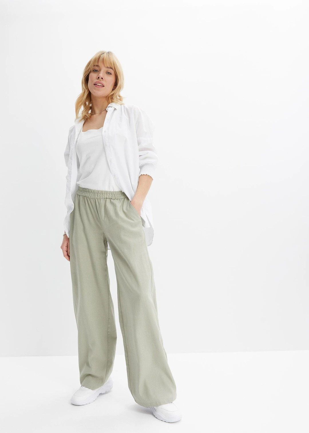 Pantalon palazzo en lin mélangé - 2