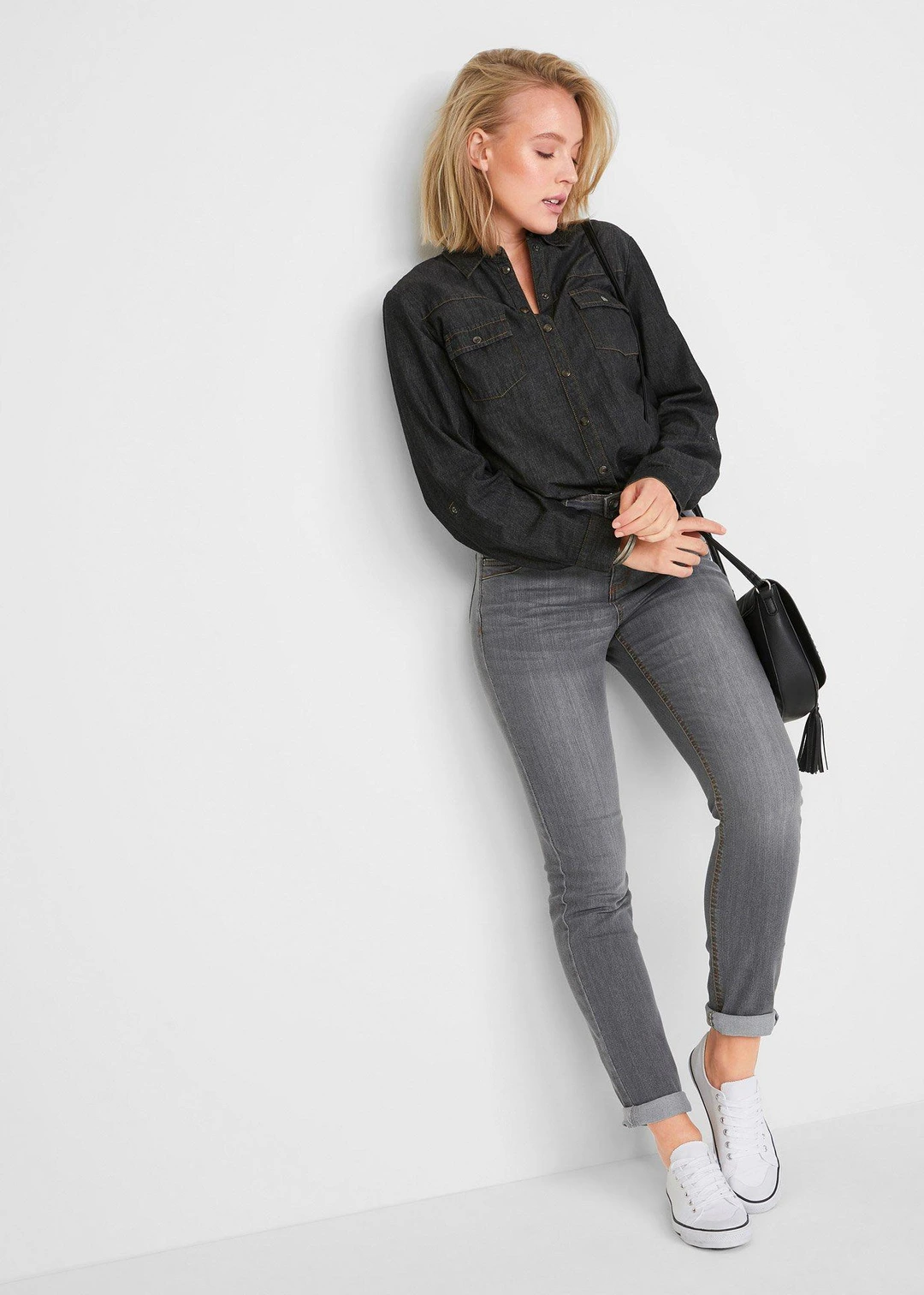 Jean slim taille haute, extensible et confortable