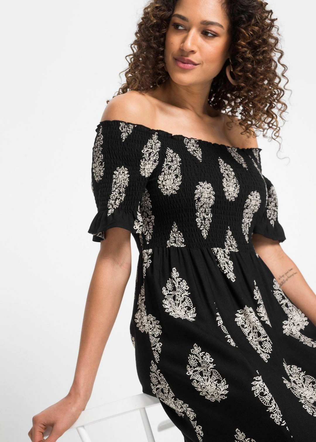 Robe col Bardot en viscose fluide - 3