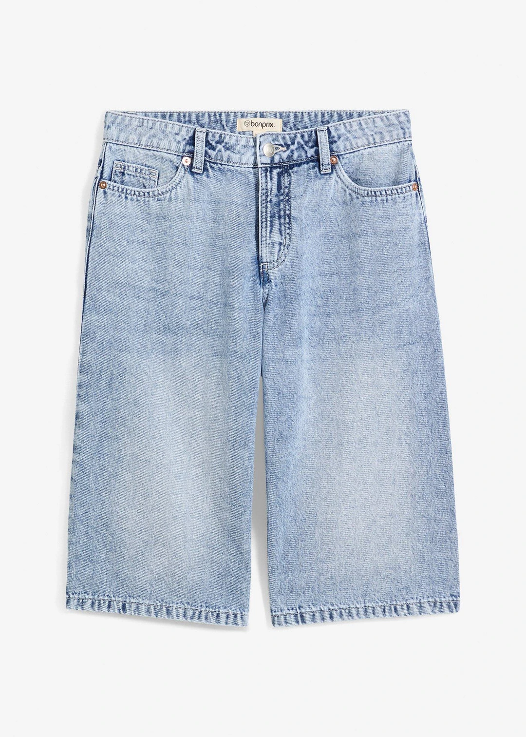 Bermuda en jean taille mi-haute, peu extensible