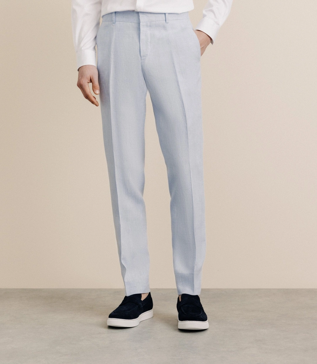 IZAC - Pantalon 100% lin bleu ciel