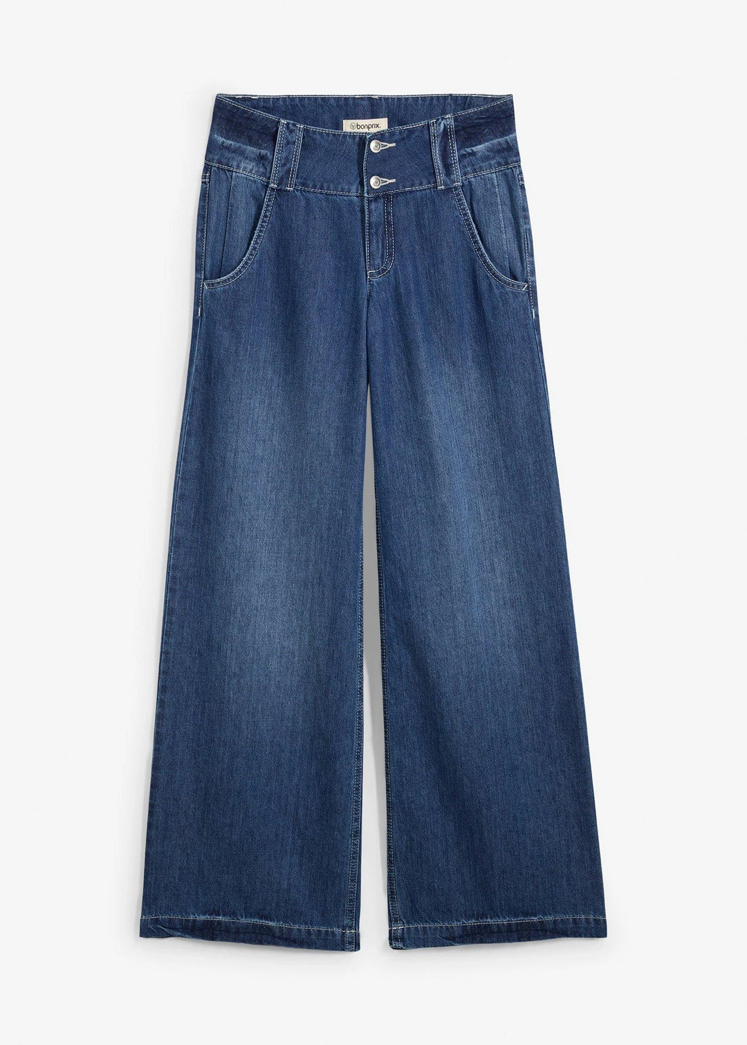 Jean large taille haute, toile ultra-douce