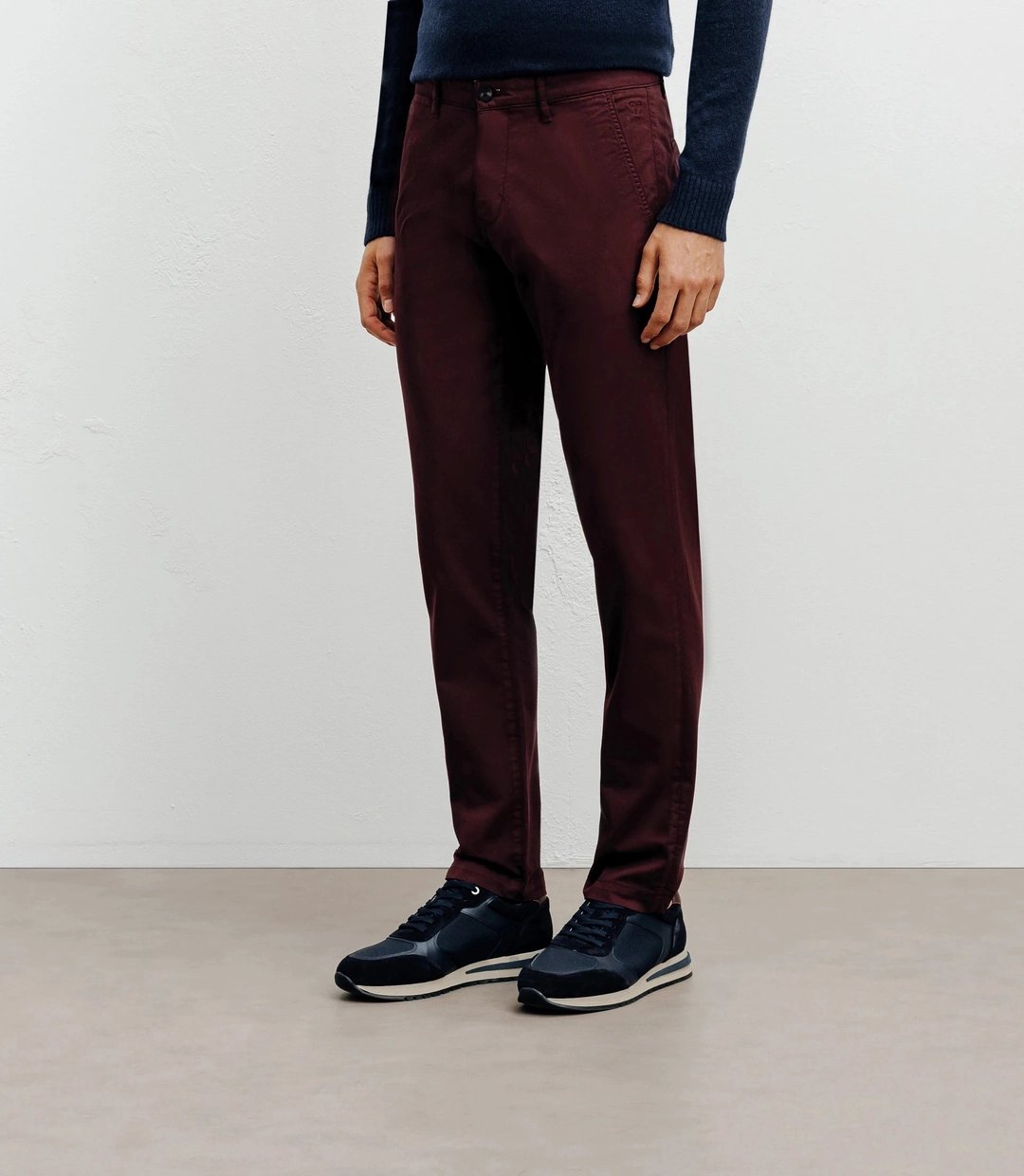 IZAC - Pantalon coton stretch bordeaux