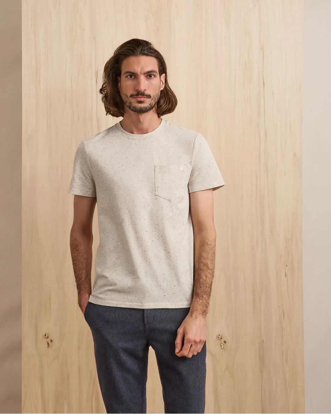T-shirt chiné écru coton - OLONNE