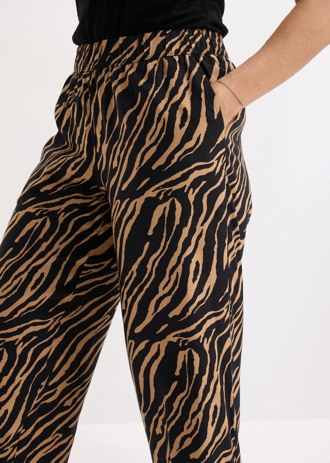 Pantalon en viscose, taille élastiquée - 3