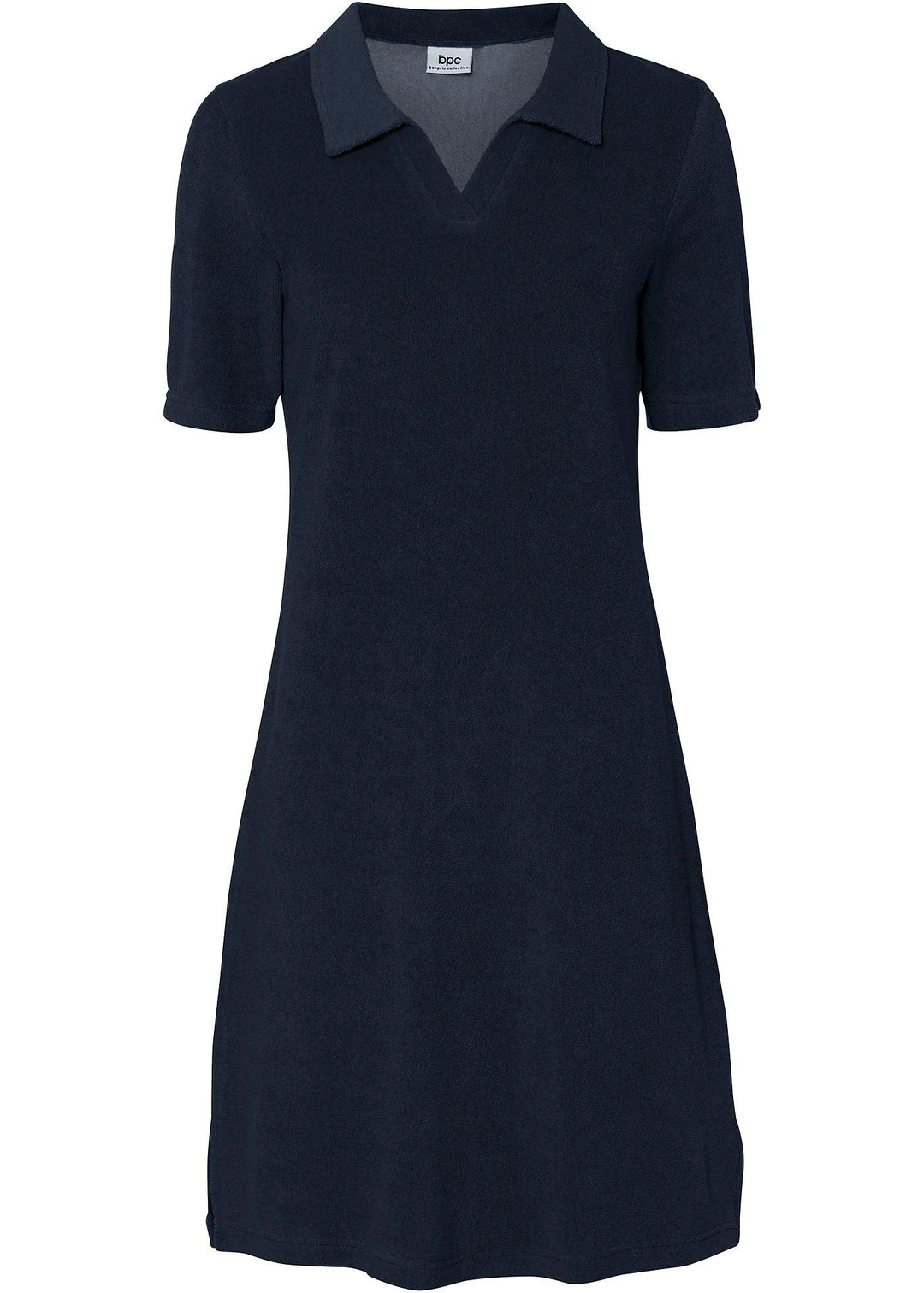 Robe longueur genou en tissu éponge avec col polo