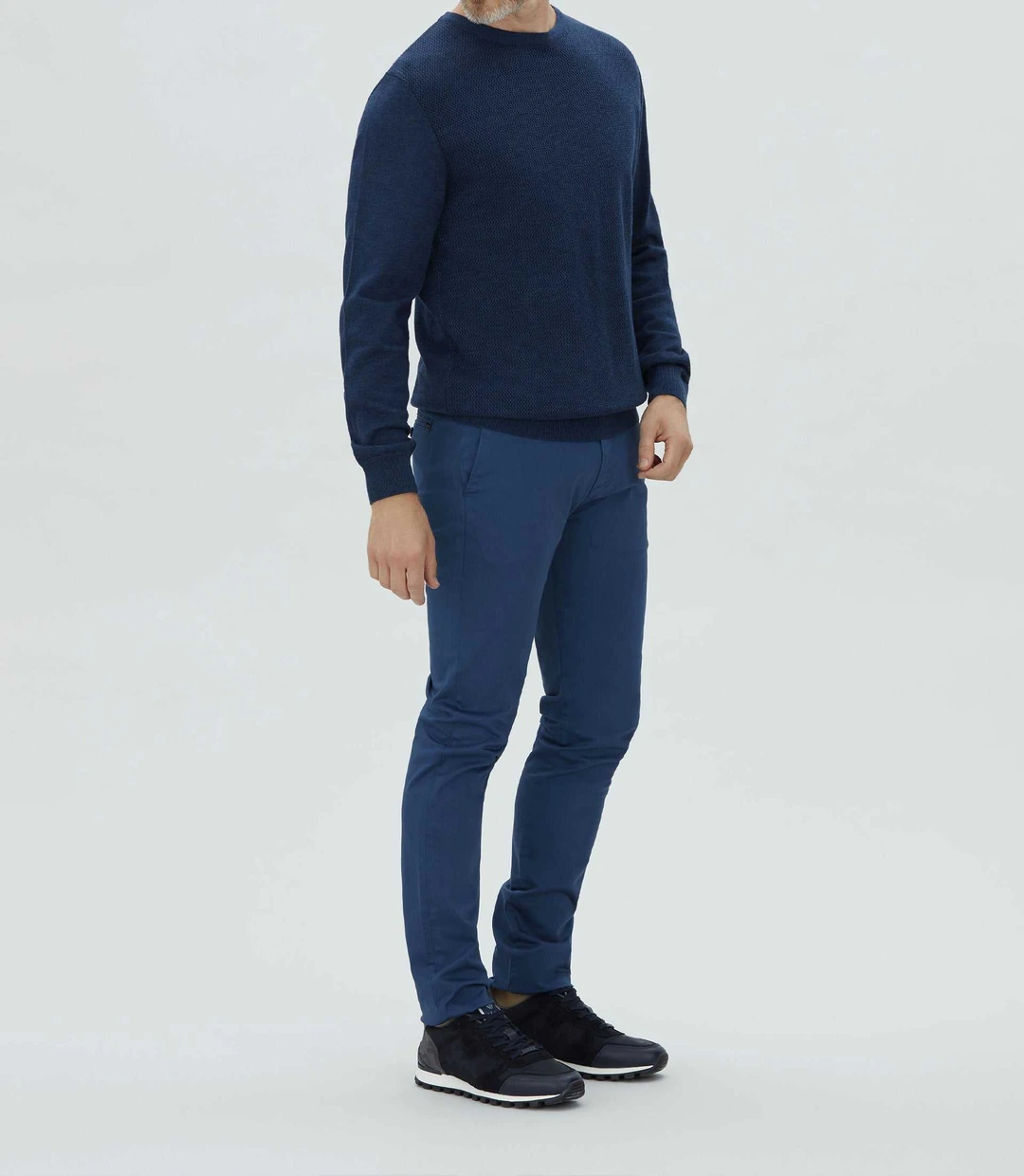 IZAC - Pull col rond fantaisie bleu ''Leandre''