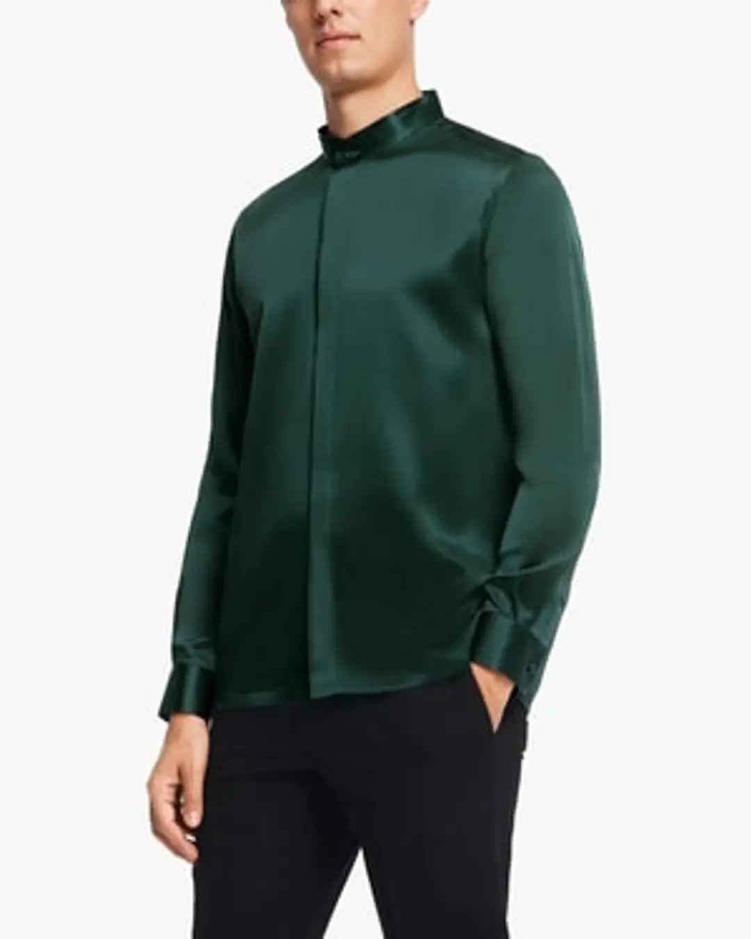 LILYSILK Chemisier En Soie Homme France Chemise Homme Classique En Soie À Patte De Boutonnage Dissimulée Noir