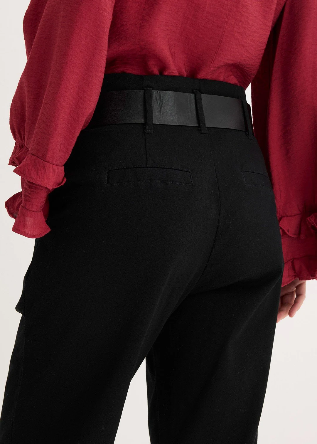 Pantalon à pinces en coton extensible - 3