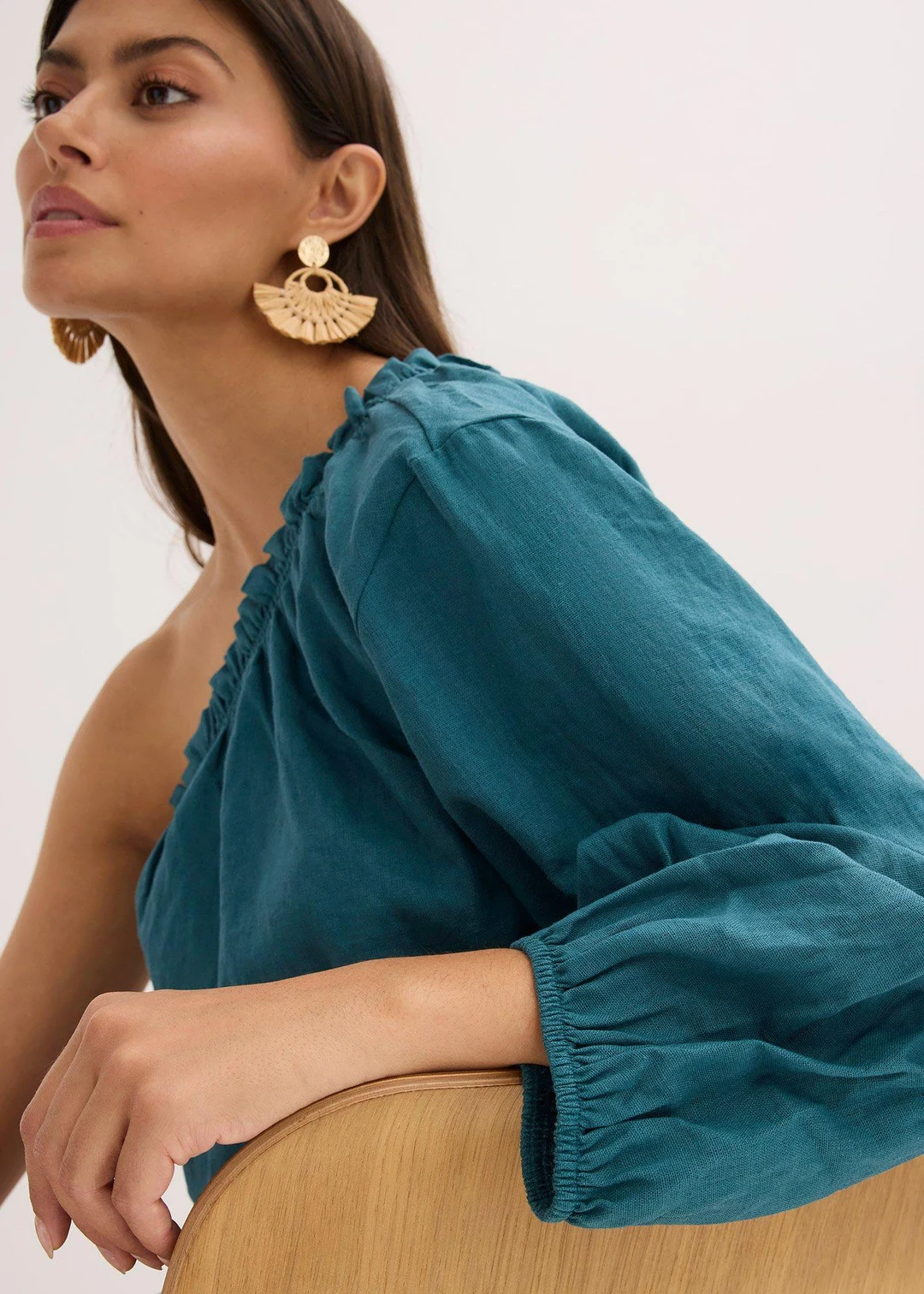Blouse asymétrique en lin mélangé