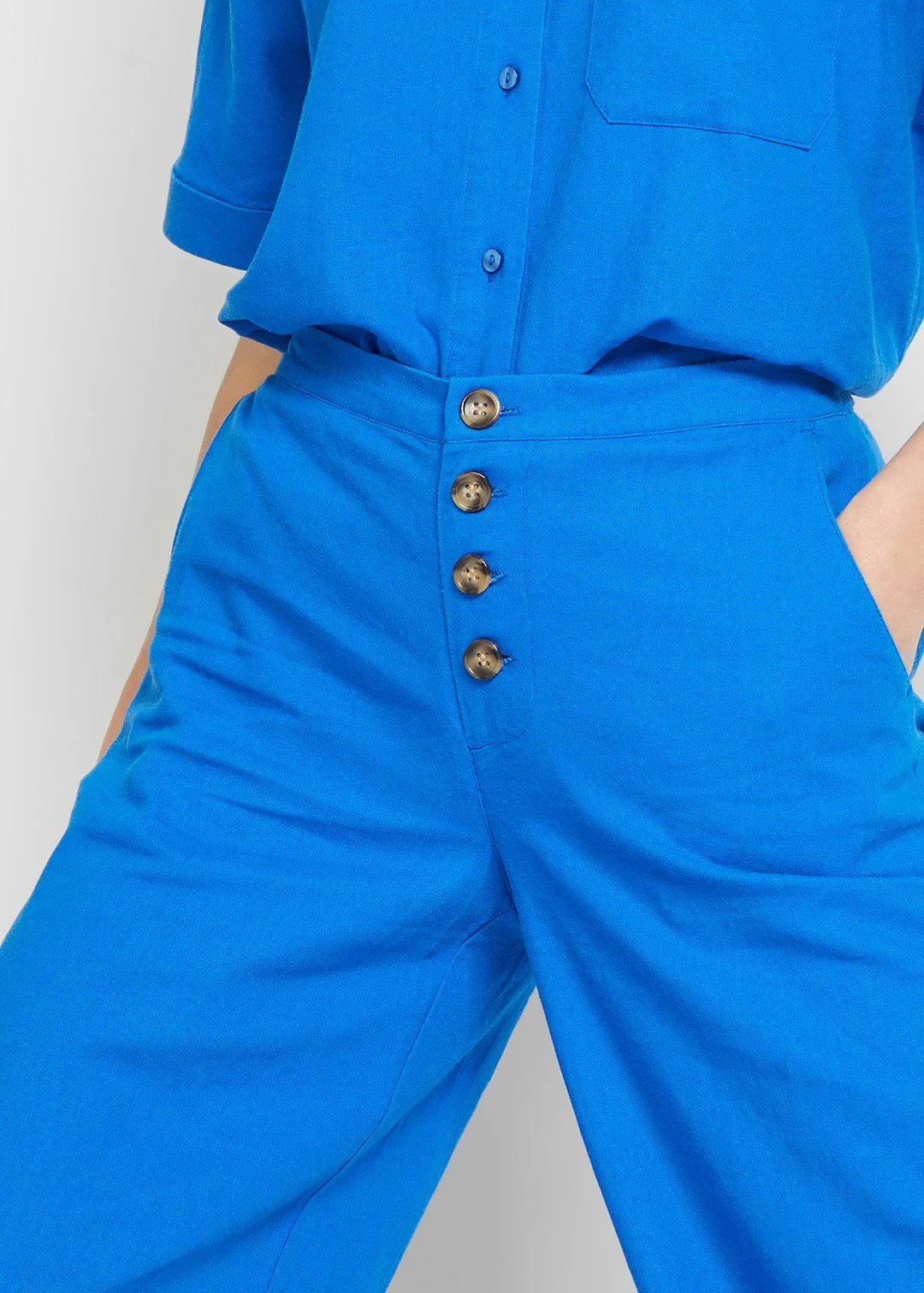 Pantalon palazzo en lin mélangé, long - 3