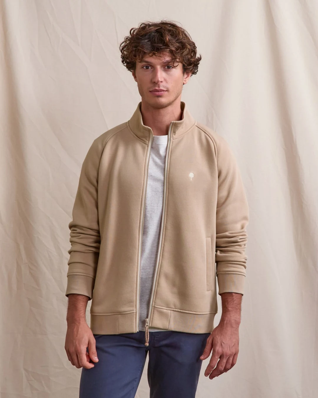 Sweat zippé taupe - HORTE
