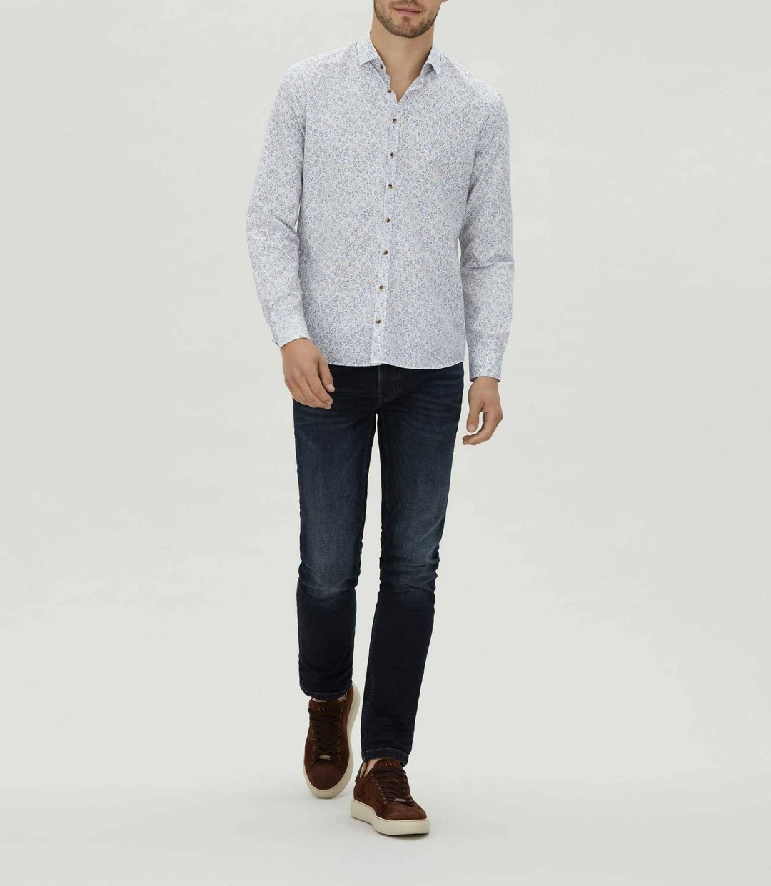 IZAC - Chemise casual à imprimé bleu ciel ''Mignon''