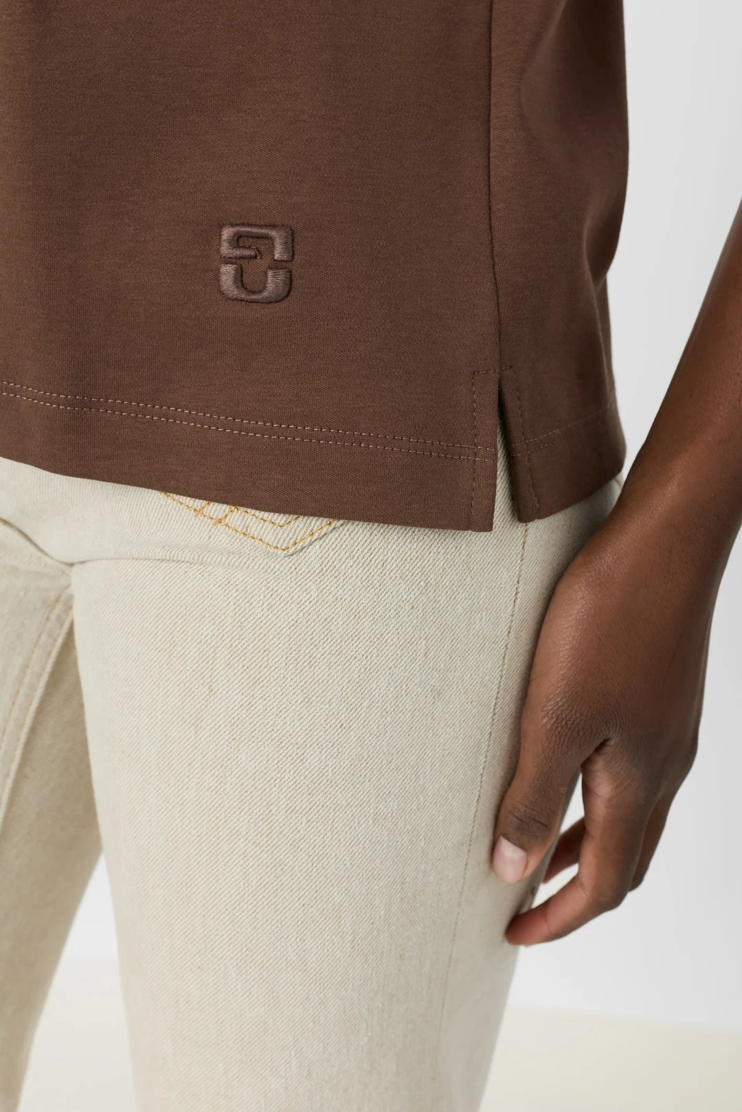 T-shirt uni en coton - MAYAE - Marron - 3